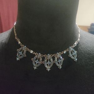 Blue and silver necklace 16 inches